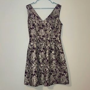 Vintage silver & purple jacquard dress